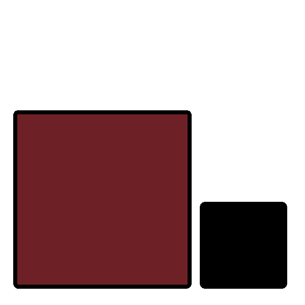 A large red square next to a smaller black square.